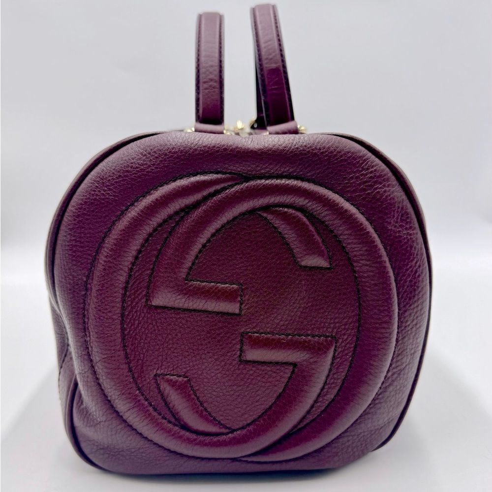 Gucci SoHo Plum Leather Bowler Boston Doctor Bag Interlocking GG Satchel Ex++ - Picture 3 of 16